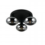 Divina - Black 3 Light Ceiling Lamp with Smoked Glasses Divina - Black 3 Light Ceiling Lamp with Smoked Glasses