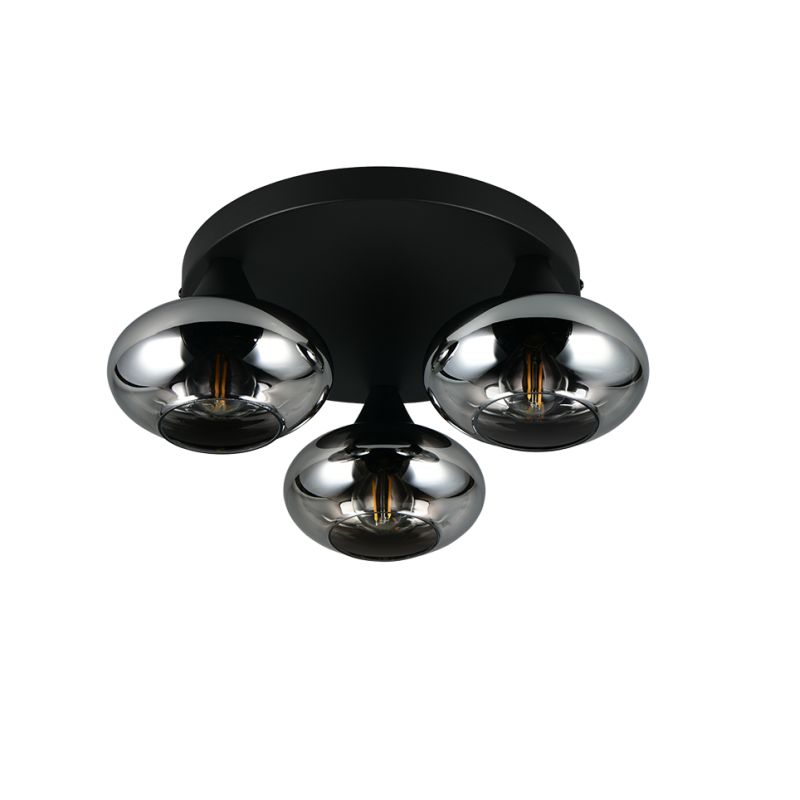 - Divina - Black 3 Light Ceiling Lamp with Smoked Glasses Trio-R66643054 - Divina - Black 3 Light Ceiling Lamp with Smoked Glasses