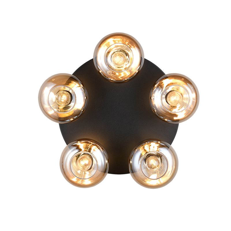 - Divina - Black 5 Light Ceiling Lamp with Amber Glasses Trio-R66645013 - Divina - Black 5 Light Ceiling Lamp with Amber Glasses