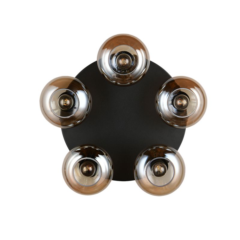 - Divina - Black 5 Light Ceiling Lamp with Amber Glasses Trio-R66645013 - Divina - Black 5 Light Ceiling Lamp with Amber Glasses