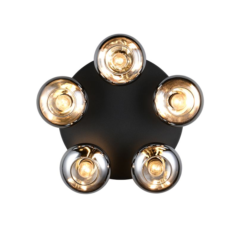- Divina - Black 5 Light Ceiling Lamp with Smoked Glasses Trio-R66645054 - Divina - Black 5 Light Ceiling Lamp with Smoked Glasses