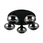 Divina - Black 5 Light Ceiling Lamp with Smoked Glasses Divina - Black 5 Light Ceiling Lamp with Smoked Glasses