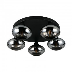 Divina - Black 5 Light Ceiling Lamp with Smoked Glasses