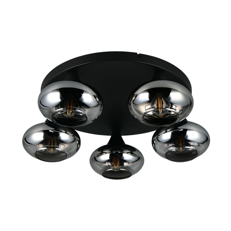 - Divina - Black 5 Light Ceiling Lamp with Smoked Glasses Trio-R66645054 - Divina - Black 5 Light Ceiling Lamp with Smoked Glasses