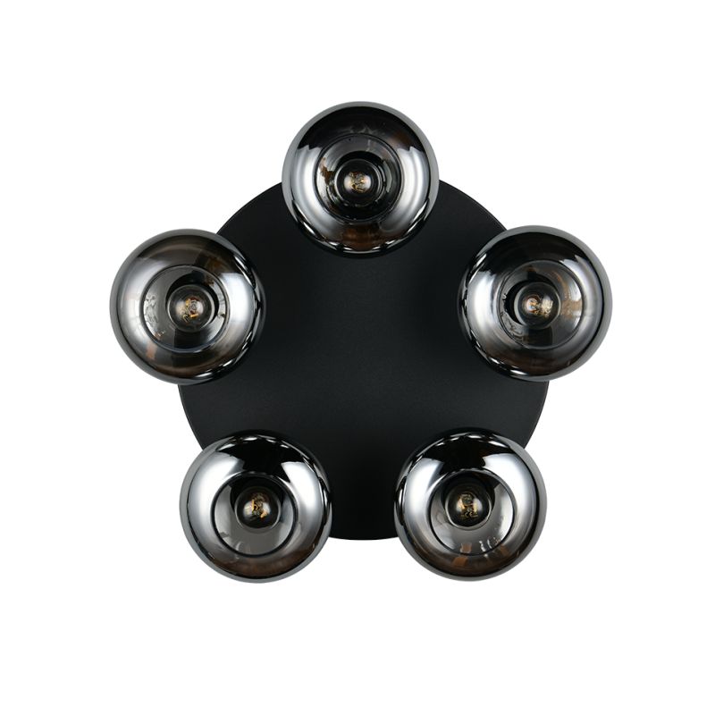 - Divina - Black 5 Light Ceiling Lamp with Smoked Glasses Trio-R66645054 - Divina - Black 5 Light Ceiling Lamp with Smoked Glasses