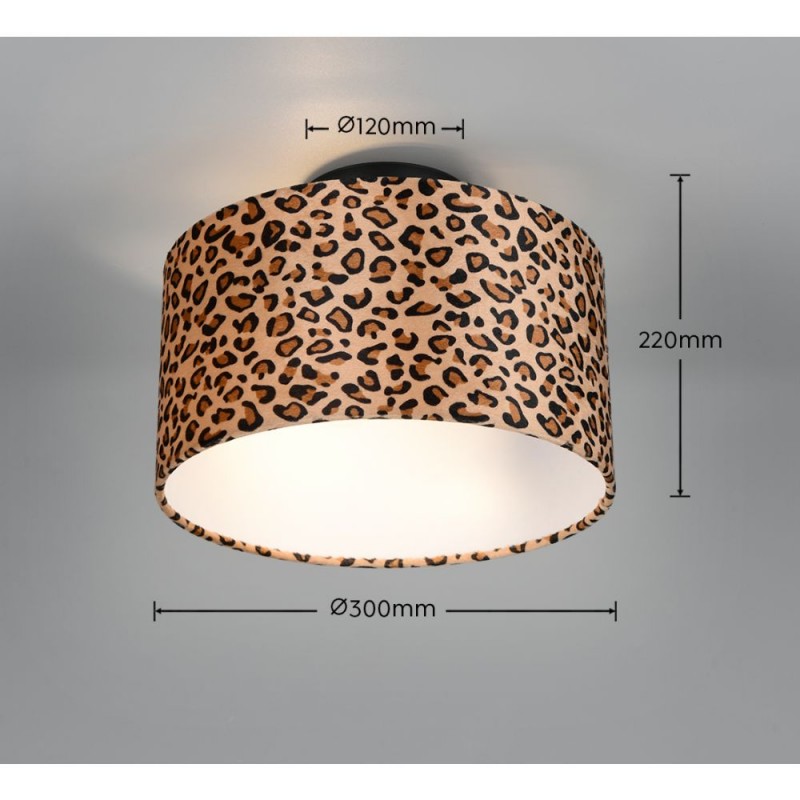 Trio-R66742032 - Pardina - Black 2 Light Semi Flush with Leopard Shade