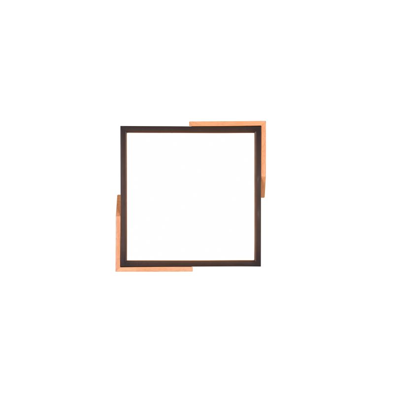 Trio-R67191132 - Meta - Matt Black & Wooden Square LED Ceiling Lamp