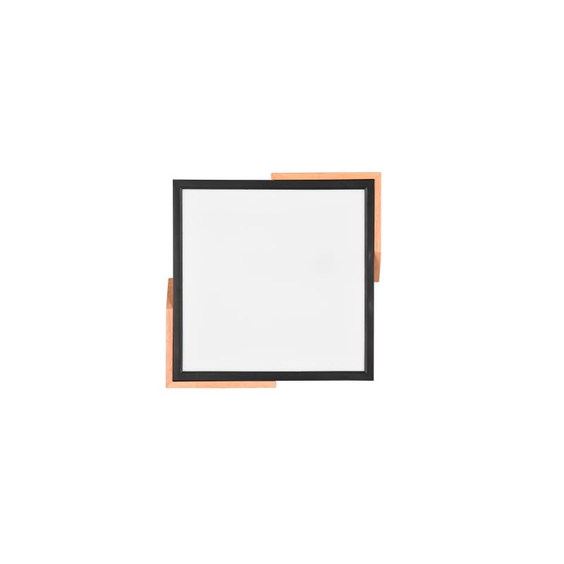 Trio-R67191132 - Meta - Matt Black & Wooden Square LED Ceiling Lamp