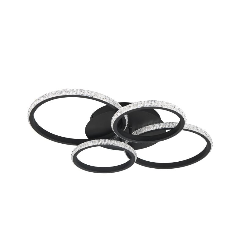 - Cires - Matt Black 4 Light LED Ceiling Lamp with Crystal 4000K Trio-R67364132 - Cires - Matt Black 4 Light LED Ceiling Lamp with Crystal 4000K