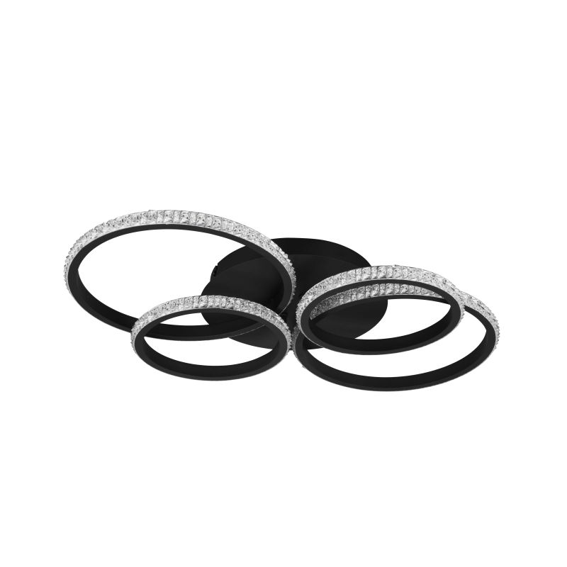 - Cires - Matt Black 4 Light LED Ceiling Lamp with Crystal 4000K Trio-R67364132 - Cires - Matt Black 4 Light LED Ceiling Lamp with Crystal 4000K