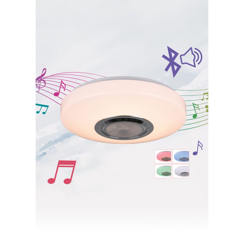Trio-R69021101 - Maia - White RGBW Ceiling Lamp with Bluetooth Speaker Ø 33 cm