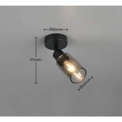 Mars - Matt Black Spotlight with Smoked Glass