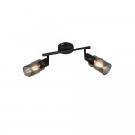 Mars - Matt Black 2 Spotlights with Smoked Glass
