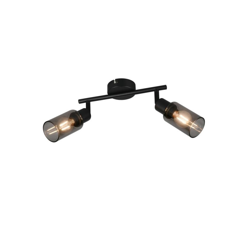 Trio-R80012032 - Mars - Matt Black 2 Spotlights with Smoked Glass