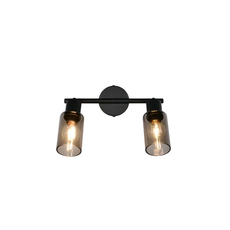 Trio-R80012032 - Mars - Matt Black 2 Spotlights with Smoked Glass