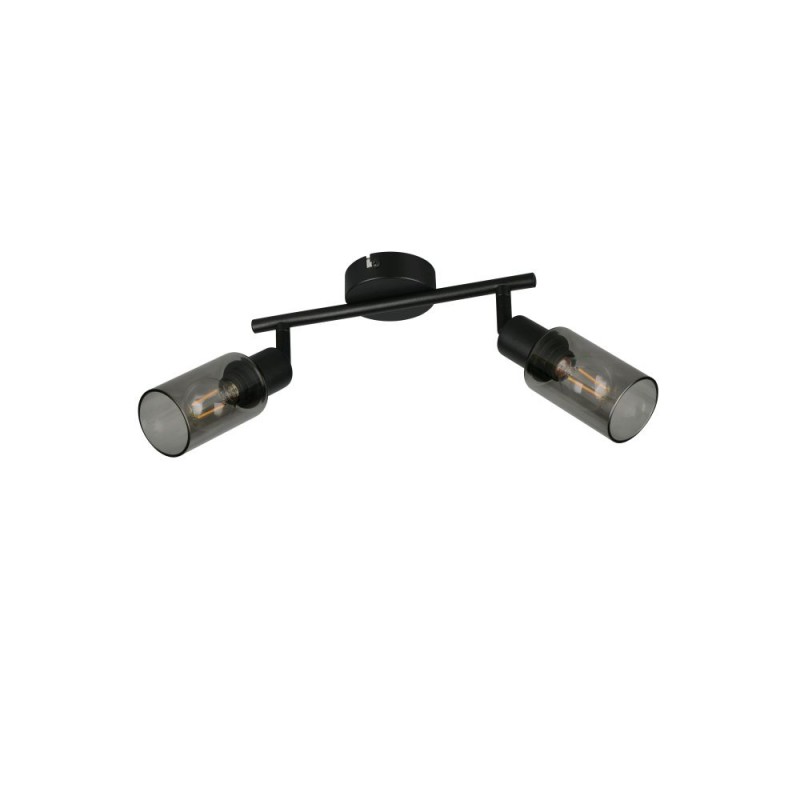 Trio-R80012032 - Mars - Matt Black 2 Spotlights with Smoked Glass