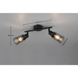 Mars - Matt Black 2 Spotlights with Smoked Glass