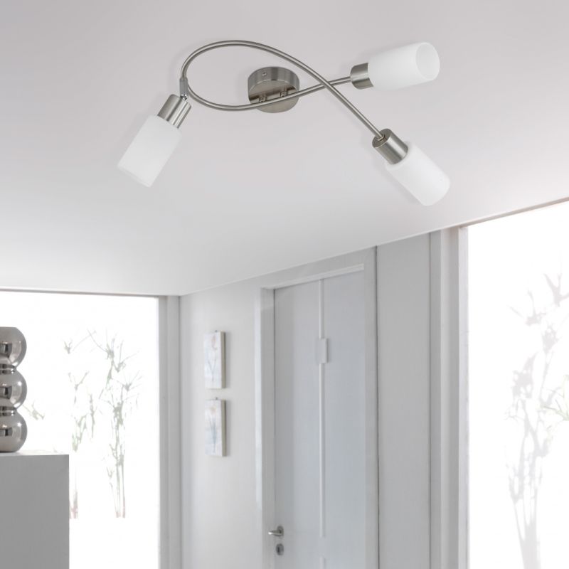 - Mars - Matt Nickel 3 Spotlights with White Glass Trio-R80013907 - Mars - Matt Nickel 3 Spotlights with White Glass