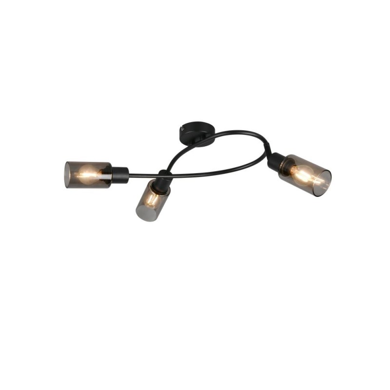 Trio-R80013932 - Mars - Matt Black 3 Spotlights with Smoked Glass