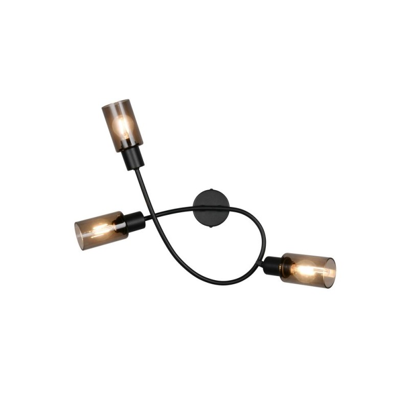 Trio-R80013932 - Mars - Matt Black 3 Spotlights with Smoked Glass