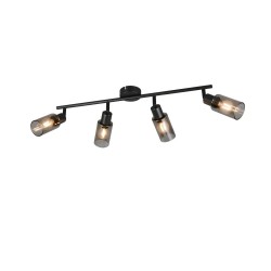 Mars - Matt Black 4 Spotlights with Smoked Glass