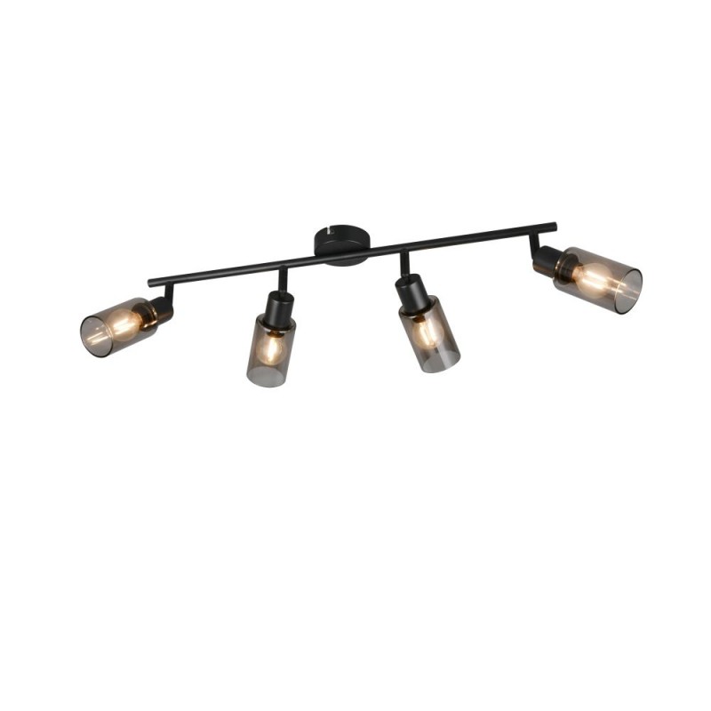 Trio-R80014032 - Mars - Matt Black 4 Spotlights with Smoked Glass