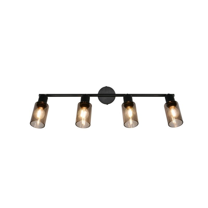 Trio-R80014032 - Mars - Matt Black 4 Spotlights with Smoked Glass