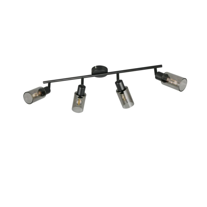 Trio-R80014032 - Mars - Matt Black 4 Spotlights with Smoked Glass