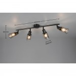 Mars - Matt Black 4 Spotlights with Smoked Glass
