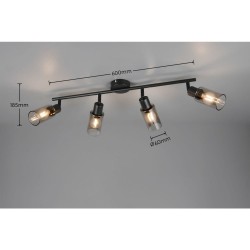 Mars - Matt Black 4 Spotlights with Smoked Glass