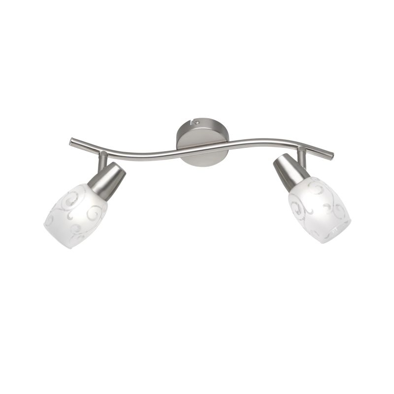 - Colmar - Matt Nickel 2 Spotlights with Flower Pattern Glass Trio-R80022007 - Colmar - Matt Nickel 2 Spotlights with Flower Pattern Glass
