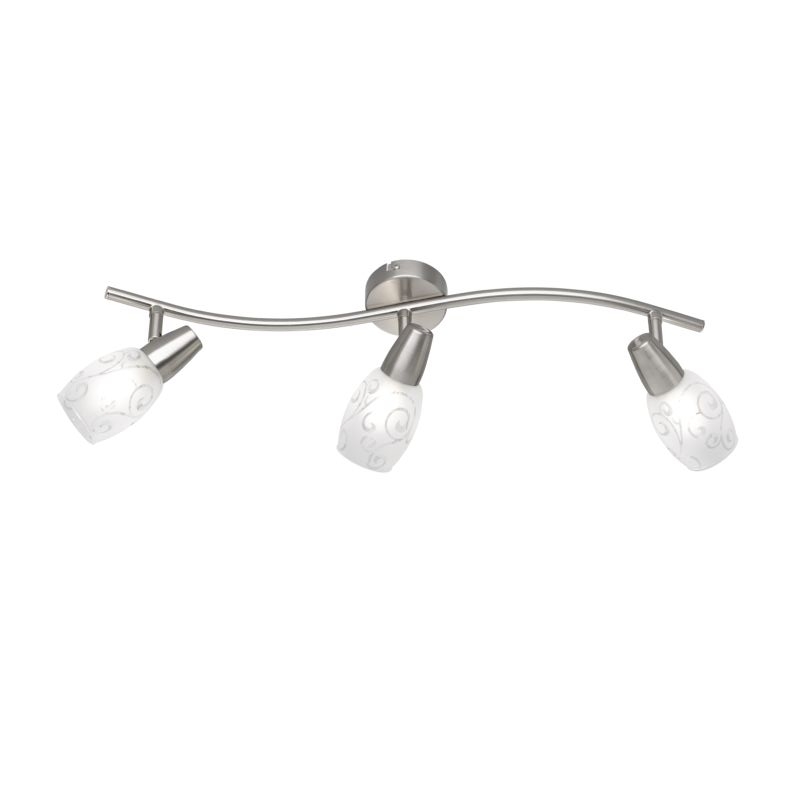 - Colmar - Matt Nickel 3 Spotlights with Flower Pattern Glass Trio-R80023007 - Colmar - Matt Nickel 3 Spotlights with Flower Pattern Glass