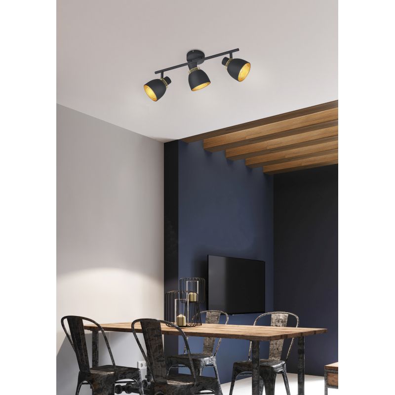 - Punch - Black & Gold 3 Spotlights Trio-R80813032 - Punch - Black & Gold 3 Spotlights
