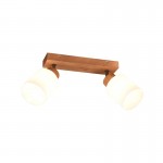 Assam - Wooden 2 Spotlights with White Glass Assam - Wooden 2 Spotlights with White Glass