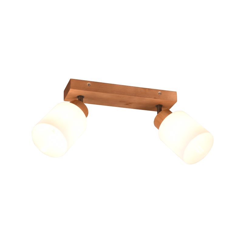 - Assam - Wooden 2 Spotlights with White Glass Trio-R81112030 - Assam - Wooden 2 Spotlights with White Glass