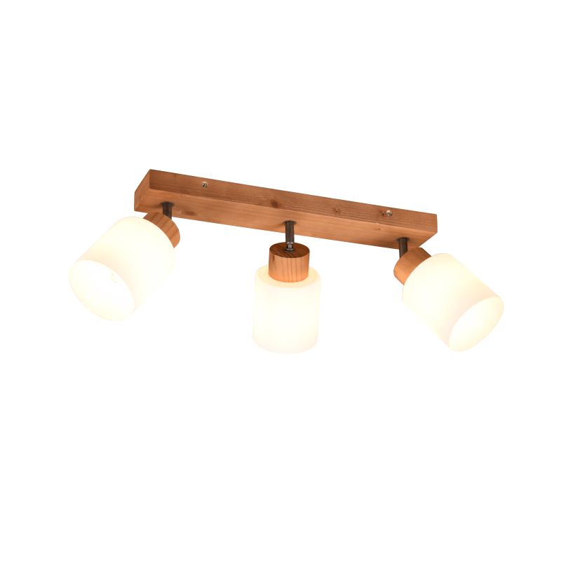 - Assam - Wooden 3 Spotlights with White Glass Trio-R81113030 - Assam - Wooden 3 Spotlights with White Glass