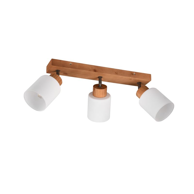 - Assam - Wooden 3 Spotlights with White Glass Trio-R81113030 - Assam - Wooden 3 Spotlights with White Glass