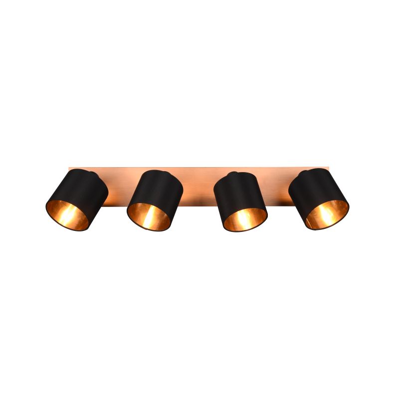 - Tommy - Matt Black & Wooden 4 Spotlights with Black & Gold Shade Trio-R81334030 - Tommy - Matt Black & Wooden 4 Spotlights with Black & Gold Shade