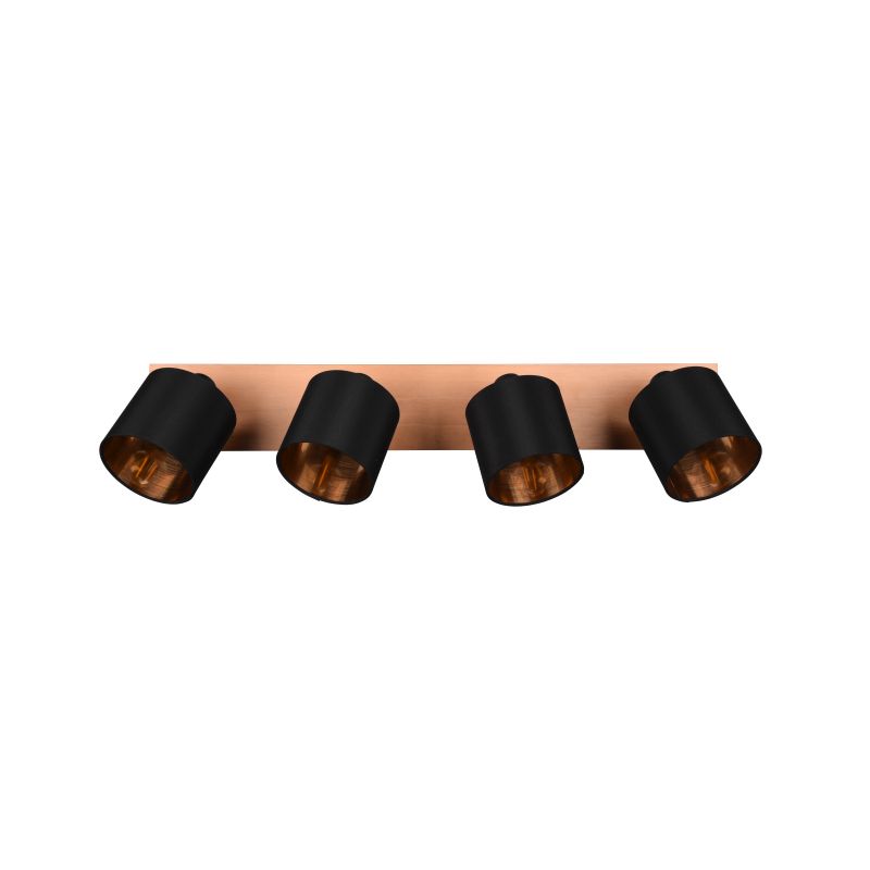 - Tommy - Matt Black & Wooden 4 Spotlights with Black & Gold Shade Trio-R81334030 - Tommy - Matt Black & Wooden 4 Spotlights with Black & Gold Shade