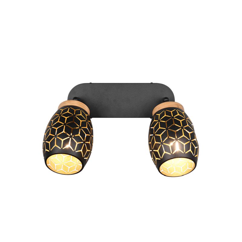 Trio-R81572080 - Bidar - Black 2 Spotlight with Gold & Wood Accent