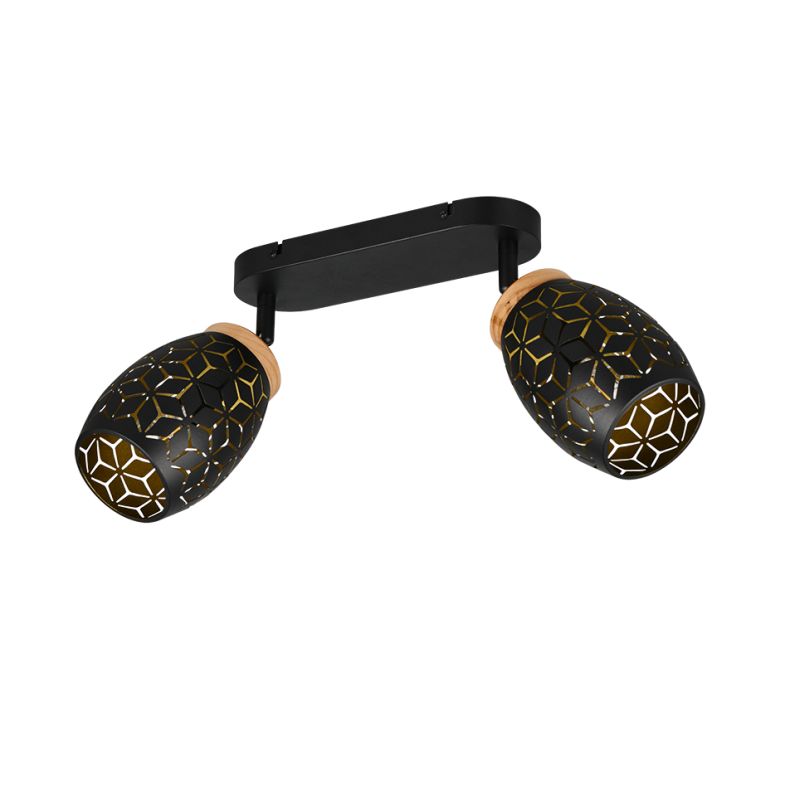 Trio-R81572080 - Bidar - Black 2 Spotlight with Gold & Wood Accent