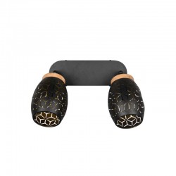 Bidar - Black 2 Spotlight with Gold & Wood Accent