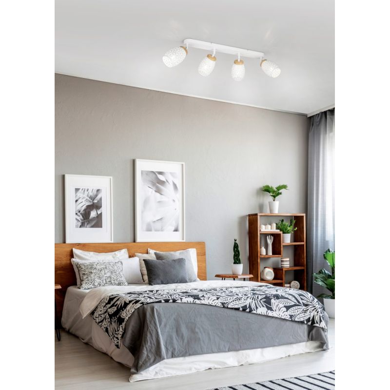 Trio-R81574031 - Bidar - White 4 Spotlight with Wood Accent