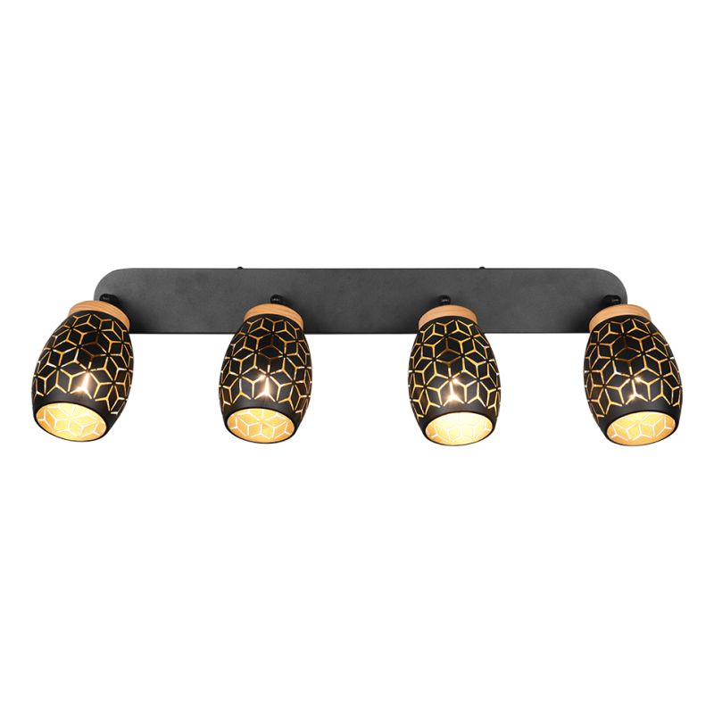 Trio-R81574080 - Bidar - Black 4 Spotlight with Gold & Wood Accent