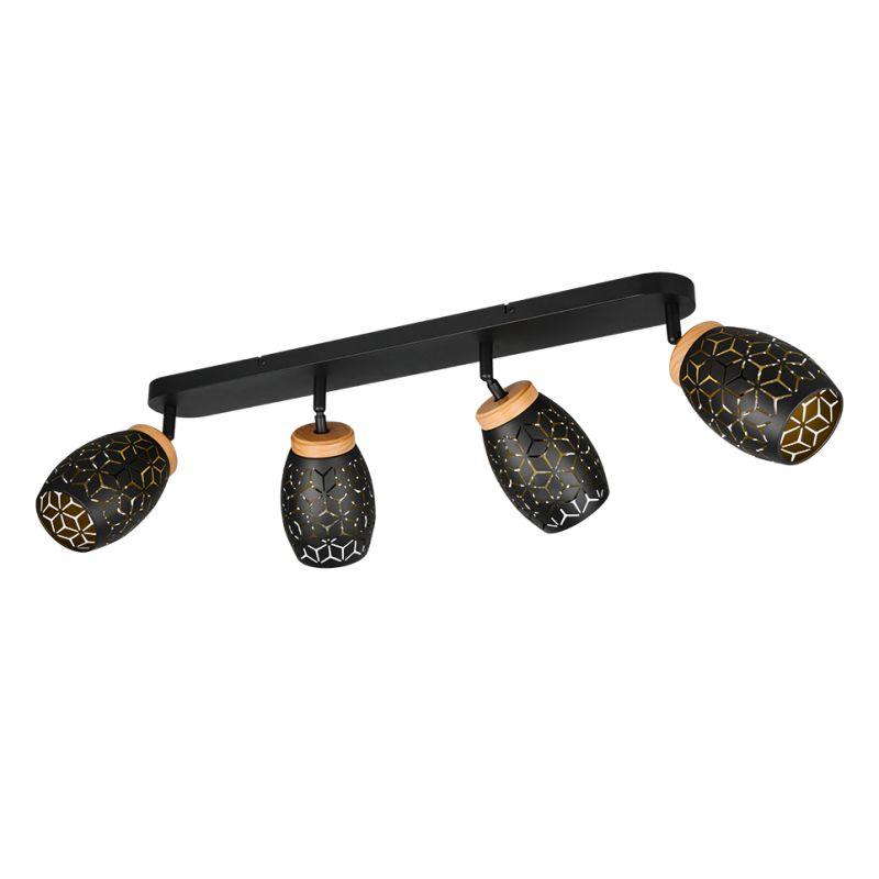 Trio-R81574080 - Bidar - Black 4 Spotlight with Gold & Wood Accent