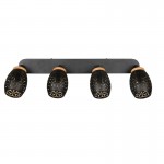 Bidar - Black 4 Spotlight with Gold & Wood Accent Bidar - Black 4 Spotlight with Gold & Wood Accent