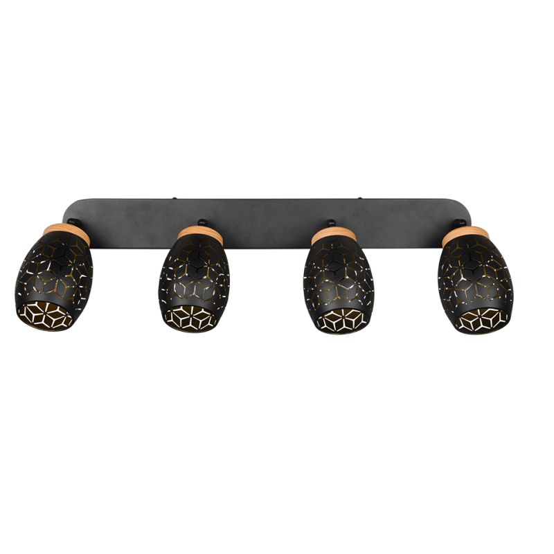 Trio-R81574080 - Bidar - Black 4 Spotlight with Gold & Wood Accent