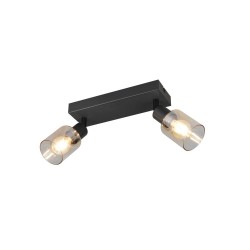 Cadiz - Matt Black 2 Spotlights with Amber Glass