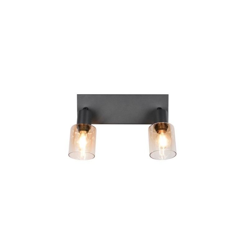 Trio-R81782032 - Cadiz - Matt Black 2 Spotlights with Amber Glass