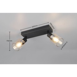 Cadiz - Matt Black 2 Spotlights with Amber Glass